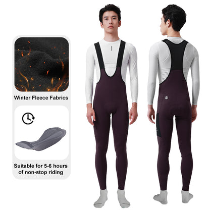 Mens MTB Cycling Clothing 3D Padded Winter Cycling Bib Pants Thermal Fleece Cold Weather Bike Bib T 5