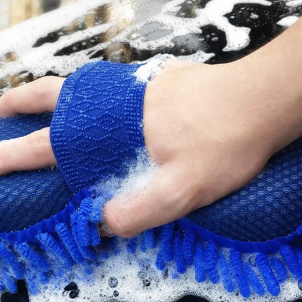 Car Wash Sponge Blue Microfiber Cleaning Tool Auto Washing Brush Pad Towel Gloves Styling Accessori 2