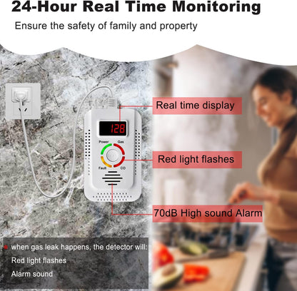 Carbon Monoxide CO Detector And Natural Gas Detector Kitchen Methane CH4 Alarm Combustible Gas Leak 3