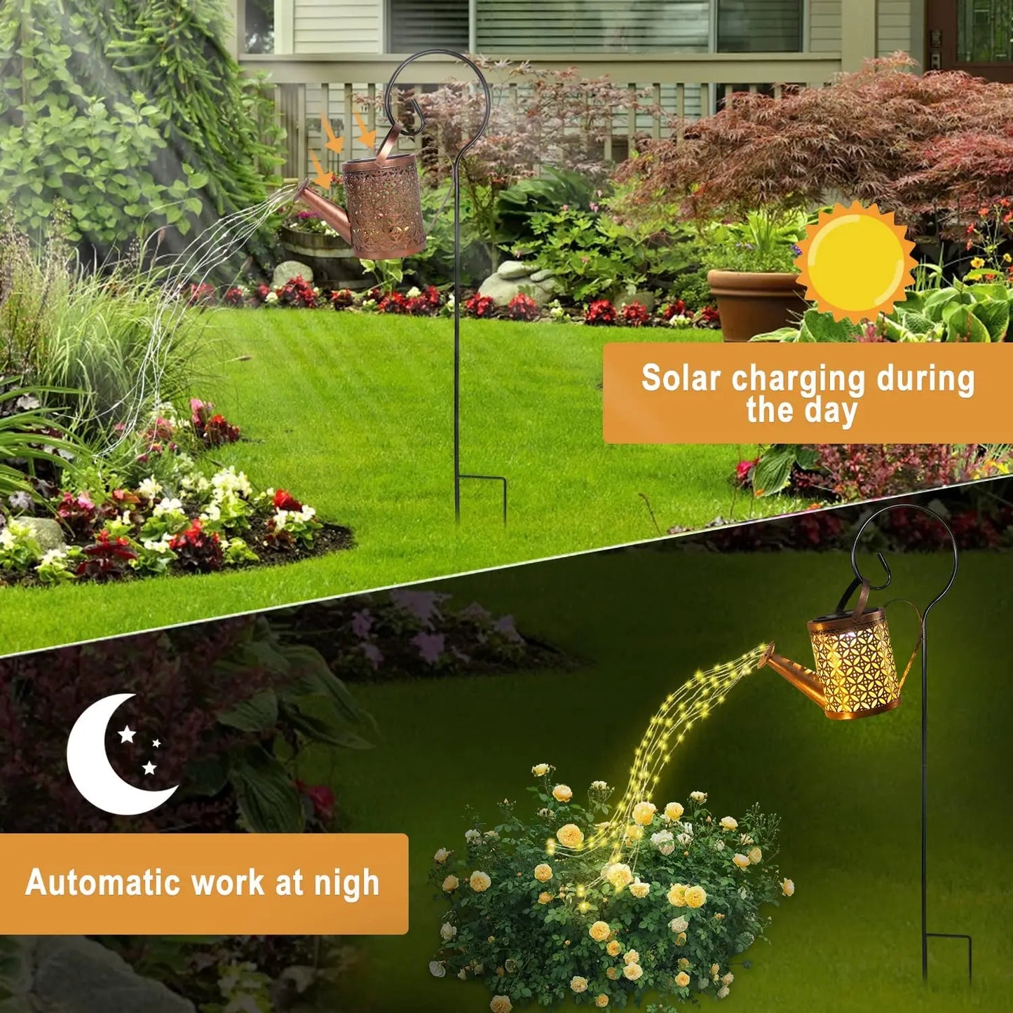 Outdoor Solar Watering Can Light Waterproof Hanging Garden Lantern Solar Garden Light 3