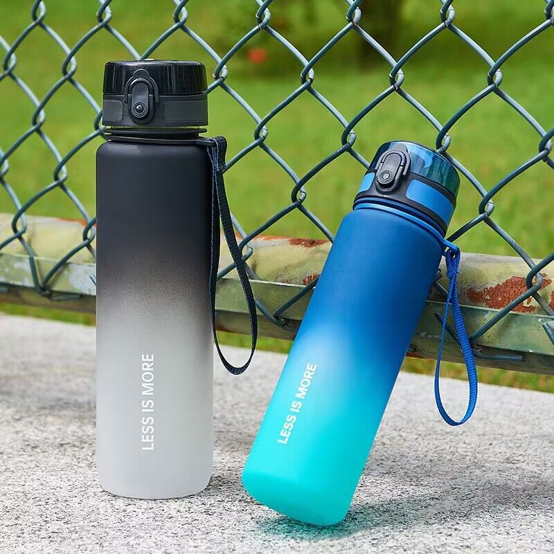 Large Capacity Gradient Color Sports Water Bottle, Plastic Fitness Jug for Outdoor, Gym, Travel