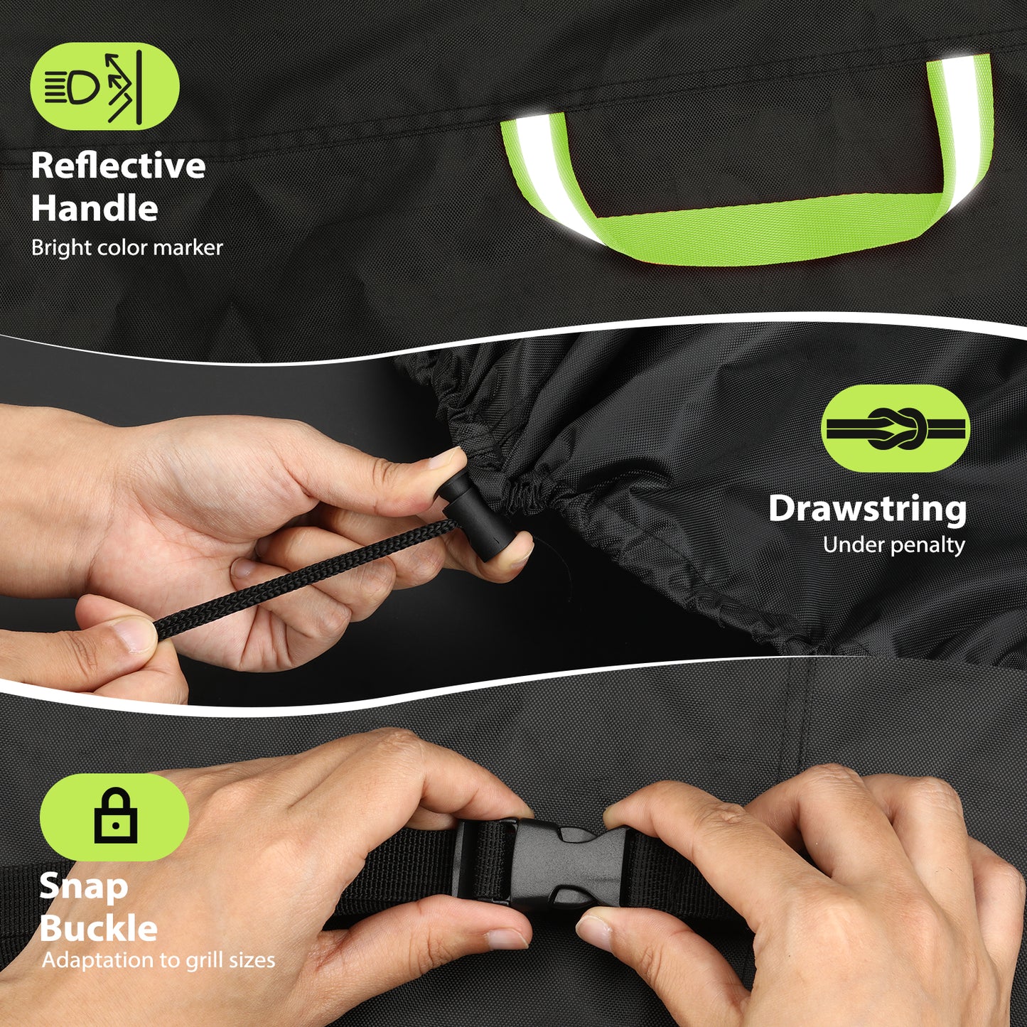 Waterproof Oxford BBQ Cover, Anti UV, Rip Proof and Windproof Grill Protector with Reflective Strips for Char Broil
