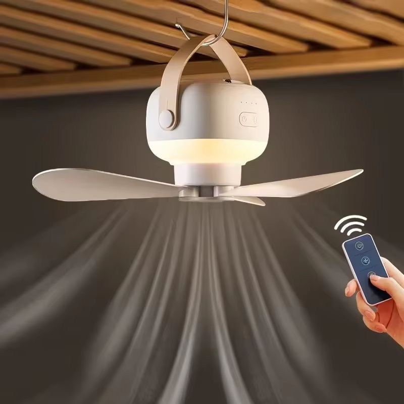Portable Wireless USB Ceiling Fan with LED Light & Remote Control
