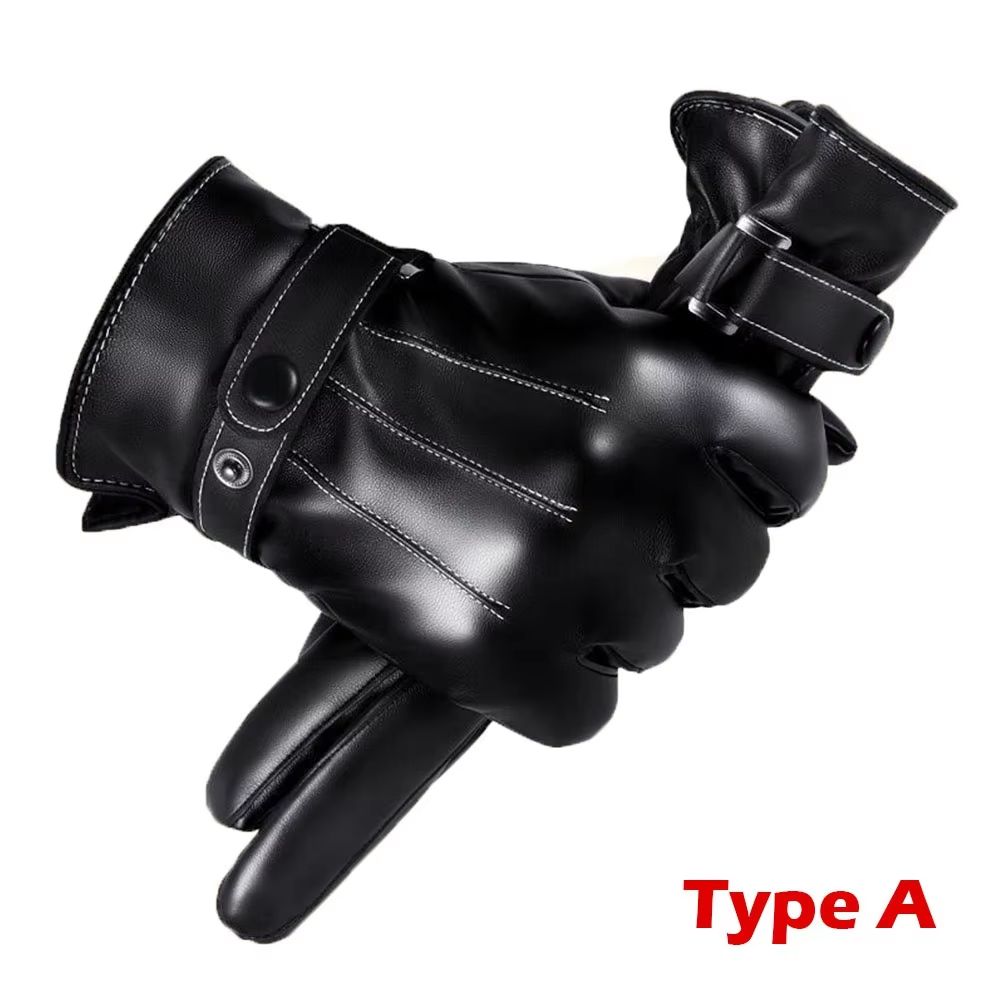 Full Finger PU Leather Riding Gloves With TouchScreen And Winter Warm Lining 1