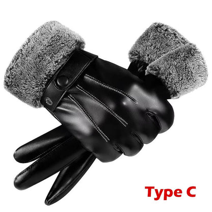 Full Finger PU Leather Riding Gloves With TouchScreen And Winter Warm Lining 3