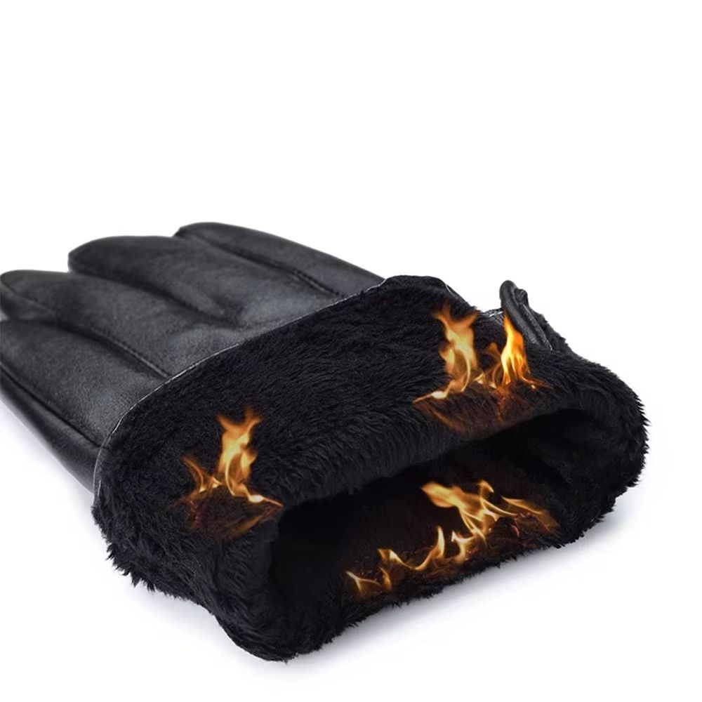 Full Finger PU Leather Riding Gloves With TouchScreen And Winter Warm Lining 4