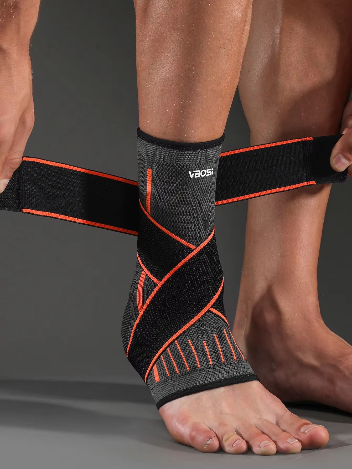Adjustable Strap Compression Ankle Brace Sleeve with Arch Support & Foot Stabilizer