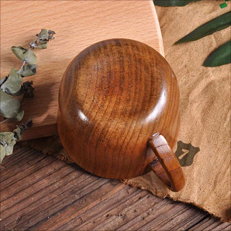 Wooden Vintage Teacup, Handmade Wood Mug, Coffee Espresso Tea Cup, Trumpet-Shape Tea Cup for Kitchen and Living Room