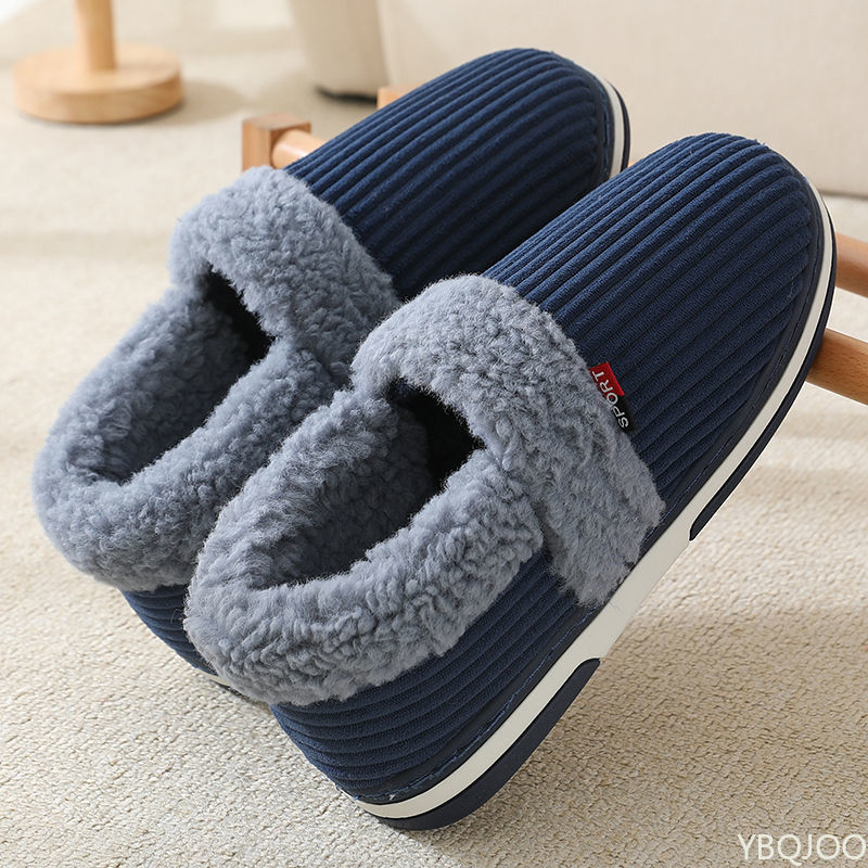 Indoor Plush Cotton Shoes Fluffy Winter Couple Bag Heel Slippers Men Casual Soft Soled Shoes Fur No 3
