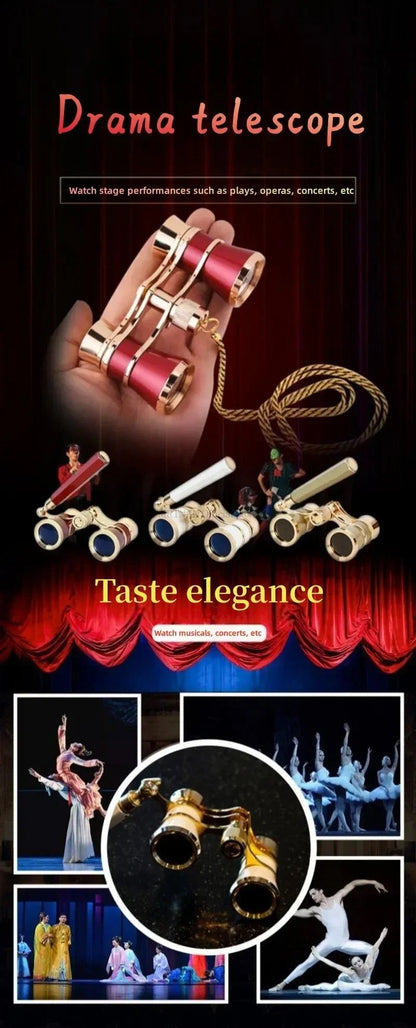 Elegant Vintage Metal Opera Glasses  Theater Binoculars With Chain Handle 1