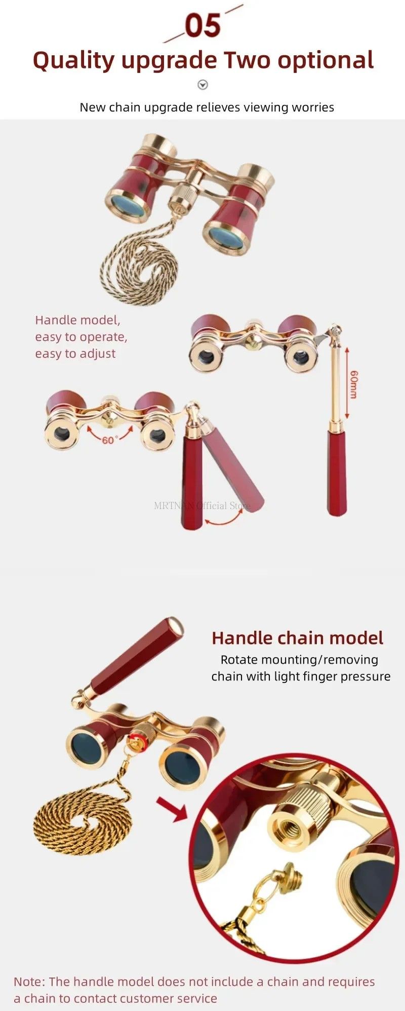 Elegant Vintage Metal Opera Glasses  Theater Binoculars With Chain Handle 5