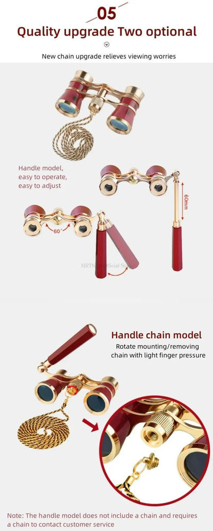 Elegant Vintage Metal Opera Glasses  Theater Binoculars With Chain Handle 5