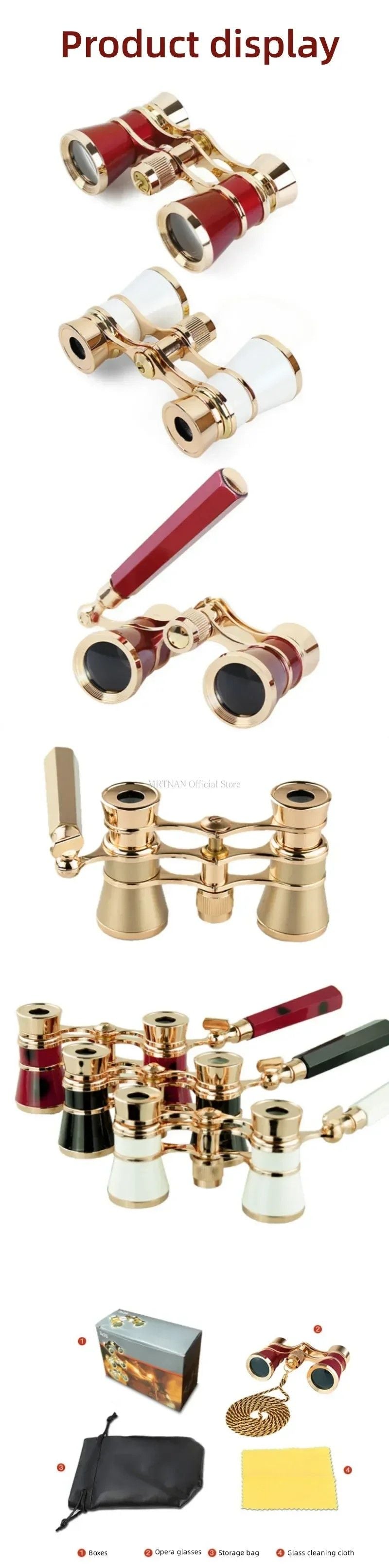 Elegant Vintage Metal Opera Glasses  Theater Binoculars With Chain Handle 8