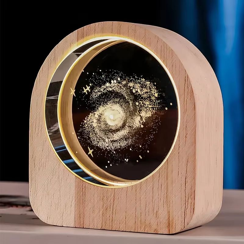 3D Crystal Glass Solar System Decoration Laser-Engraved