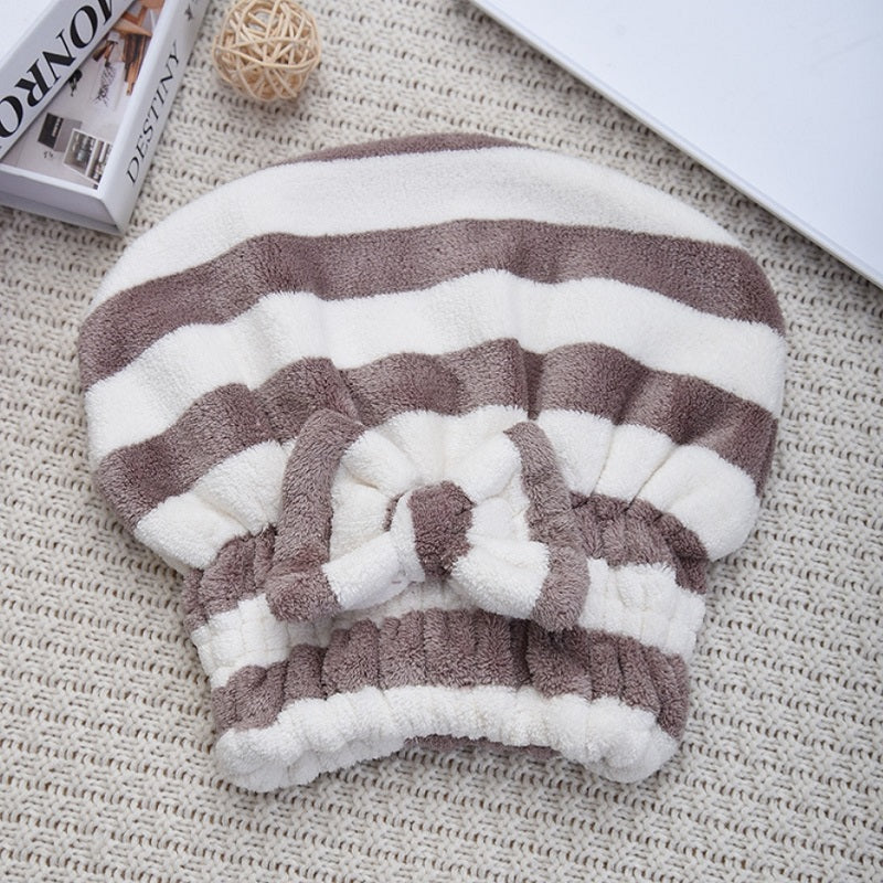 Dry Hair Towel, Quick Drying Hair Cap for Women, Super Absorbent Shower Cap, Striped Pattern Hair Bonnets