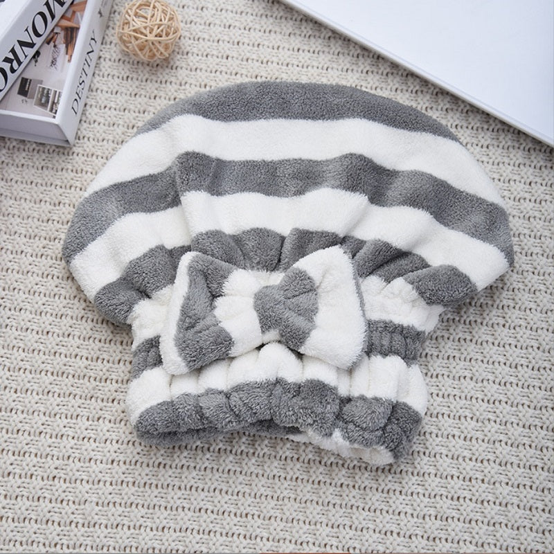 Dry Hair Towel, Quick Drying Hair Cap for Women, Super Absorbent Shower Cap, Striped Pattern Hair Bonnets