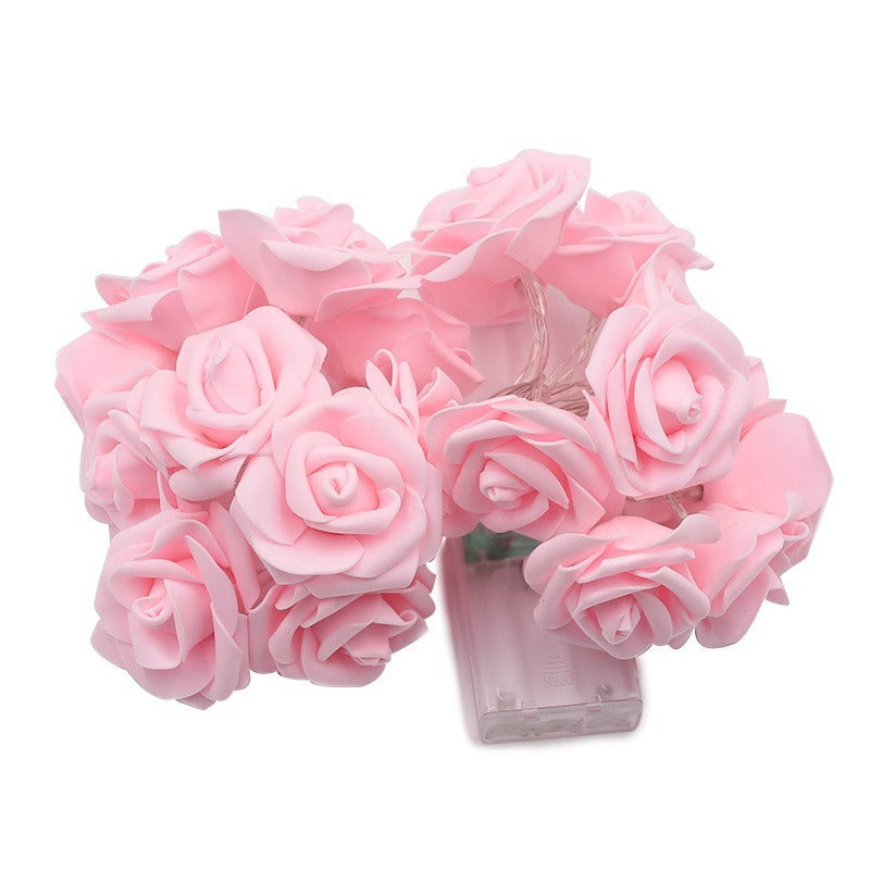 Romantic Red Pink White Rose Lights, Artificial Flowers Led Lamp, Rose Flower String Lights Battery Operated for Bedroom