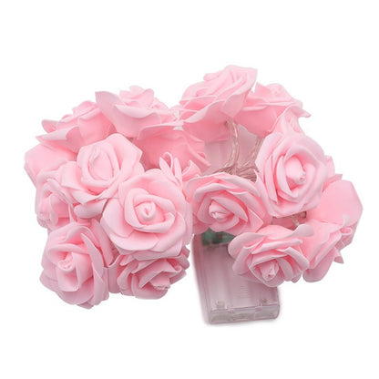 Romantic Red Pink White Rose Lights, Artificial Flowers Led Lamp, Rose Flower String Lights Battery Operated for Bedroom