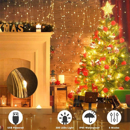 USB LED Curtain String Lights Fairy Decoration Holiday Garland Lamp Home Garden Christmas Wedding 1