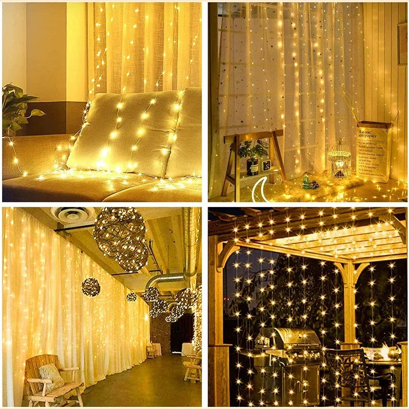USB LED Curtain String Lights Fairy Decoration Holiday Garland Lamp Home Garden Christmas Wedding 3