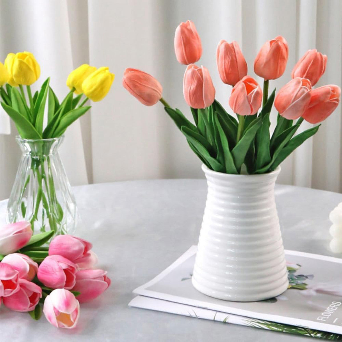 Artificial Flower Realistic Touch Tulip Home Decor Vase Scrap Booking Bouquet Garden Arch Garland 2