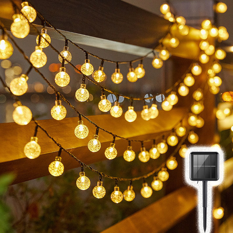 Solar Waterproof Bubble Ball String Lights, Outdoor Orb Water Drop Lamps for Patio, Christmas Holiday Party