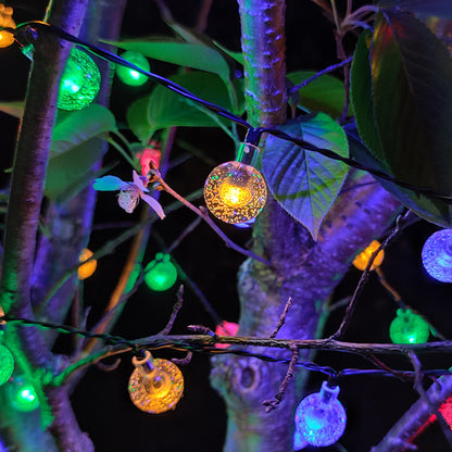 Solar Waterproof Bubble Ball String Lights, Outdoor Orb Water Drop Lamps for Patio, Christmas Holiday Party