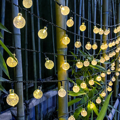 Solar Waterproof Bubble Ball String Lights, Outdoor Orb Water Drop Lamps for Patio, Christmas Holiday Party