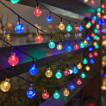Solar Waterproof Bubble Ball String Lights, Outdoor Orb Water Drop Lamps for Patio, Christmas Holiday Party