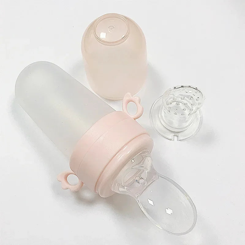 Newborn Baby Training Rice Squeezing Feeding Bottle Silicone Safe Useful Tableware Cereal Food Spoo 7