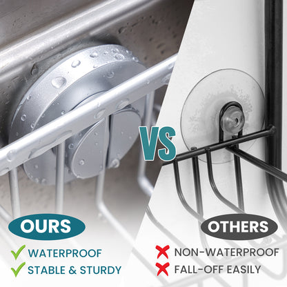 Rustproof Aluminum Sink Caddy Strong Suction Cup Removable Sponge Holder For Kitchen Sink Brush Org 2