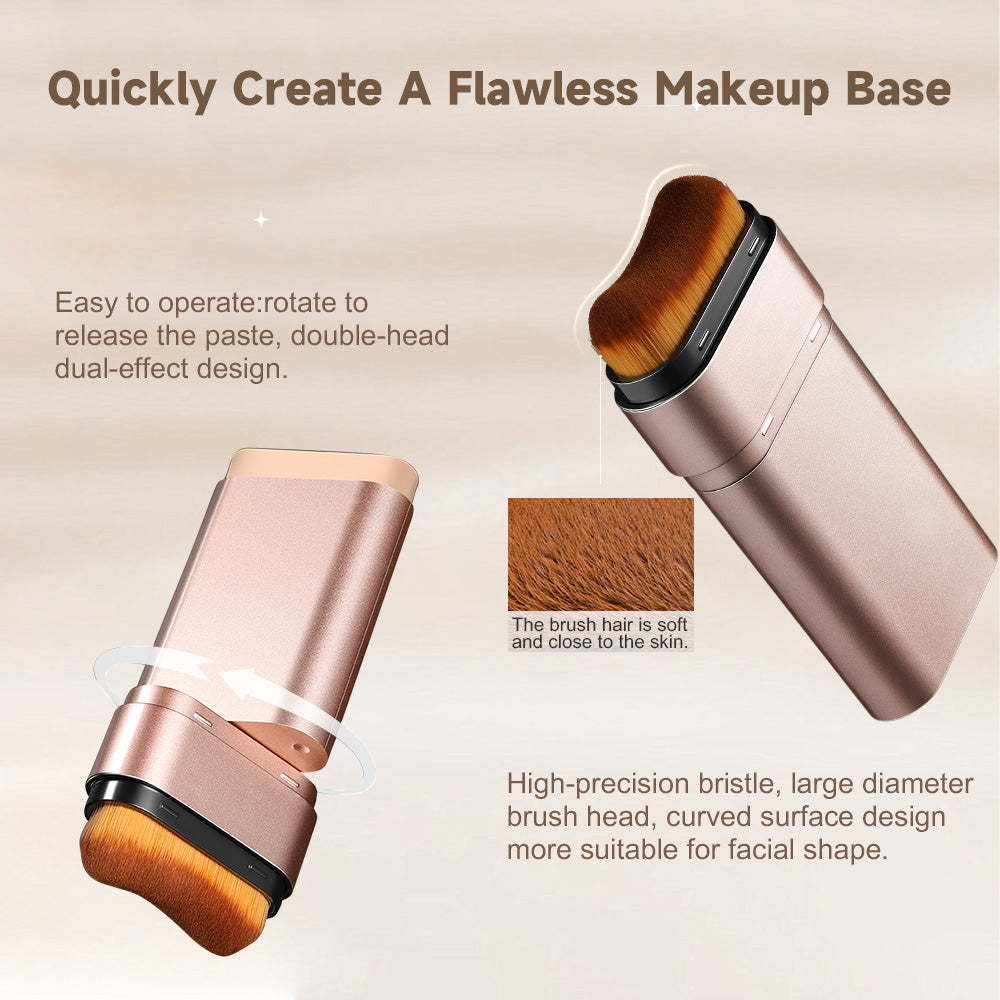 Natural Long-Lasting Double-Headed Foundation Stick, Flawless Makeup, Facial Concealer with Brush