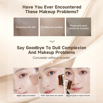Natural Long-Lasting Double-Headed Foundation Stick, Flawless Makeup, Facial Concealer with Brush