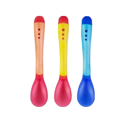 BPAFree Temperature Sensing Baby Spoon AntiScald Feeding Flatware Solid Fork Set For Newborn Safety 1