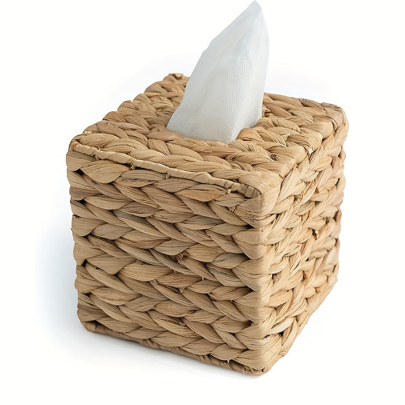 Water hyacinth woven paper box, square woven tissue box, storage box, desktop storage basket