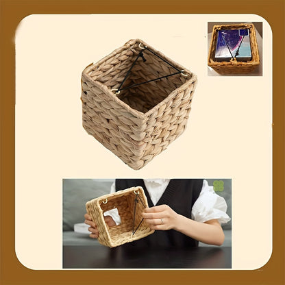 Water Hyacinth Woven Paper Box Square Woven Tissue Box Storage Box Desktop Storage Basket 2