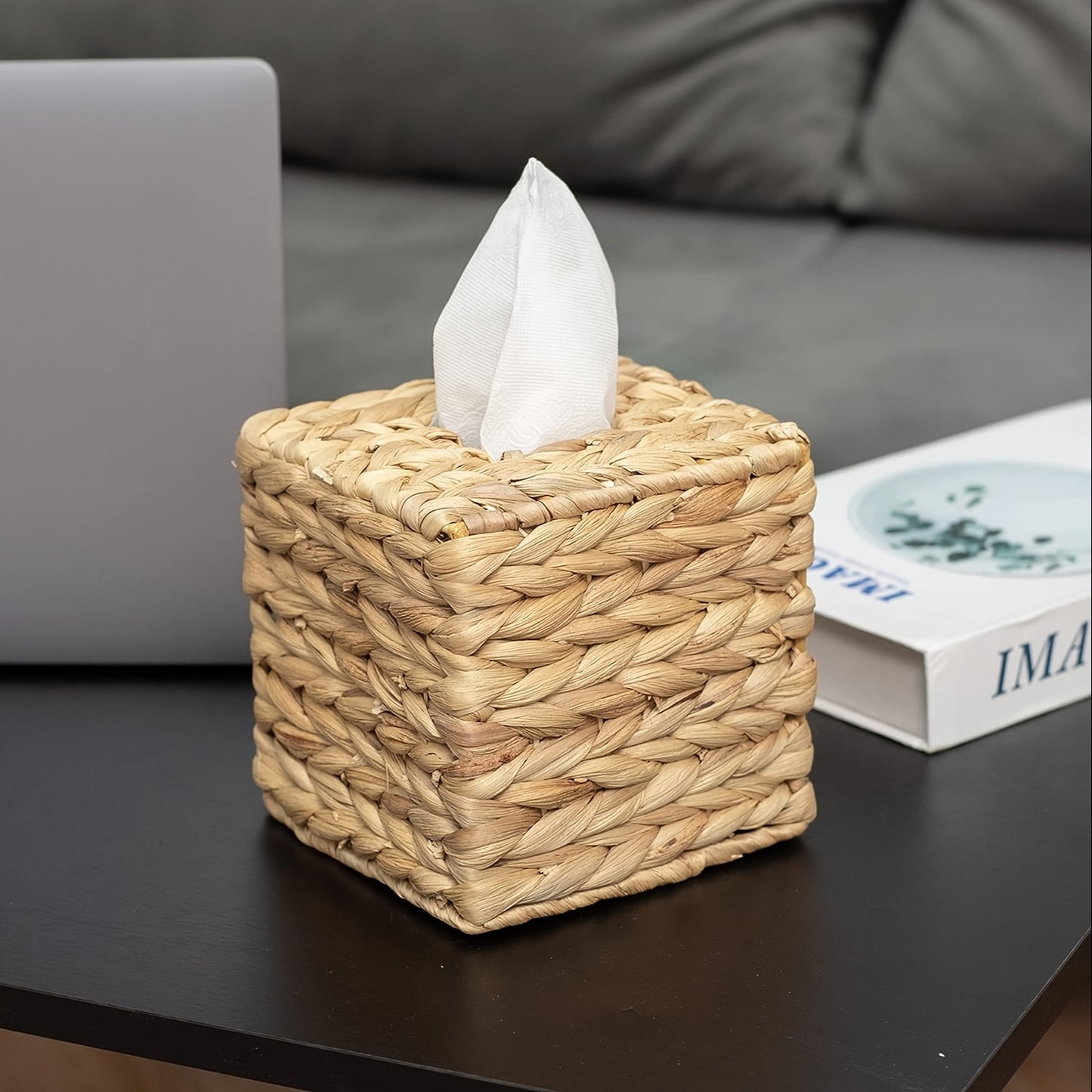 Water Hyacinth Woven Paper Box Square Woven Tissue Box Storage Box Desktop Storage Basket 3
