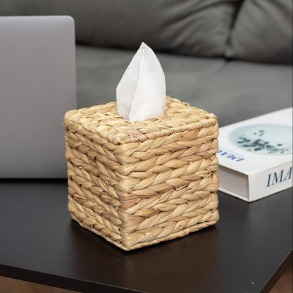 Water Hyacinth Woven Paper Box Square Woven Tissue Box Storage Box Desktop Storage Basket 3