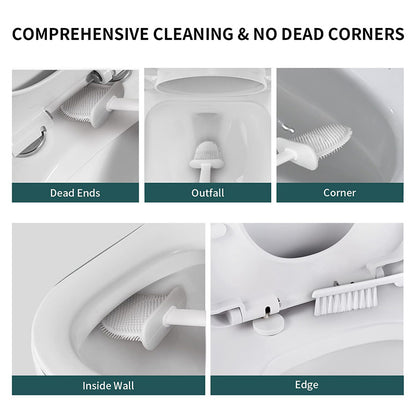 Wall Hanging Toilet Brush With Holder Soft Bristles Silicone Toilet Brush Long Handled WC Cleaning  3