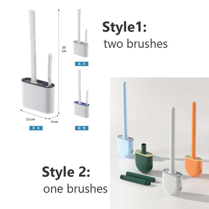 Wall Hanging Toilet Brush With Holder Soft Bristles Silicone Toilet Brush Long Handled WC Cleaning  4