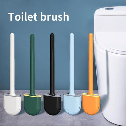 Wall Hanging Toilet Brush With Holder Soft Bristles Silicone Toilet Brush Long Handled WC Cleaning  5
