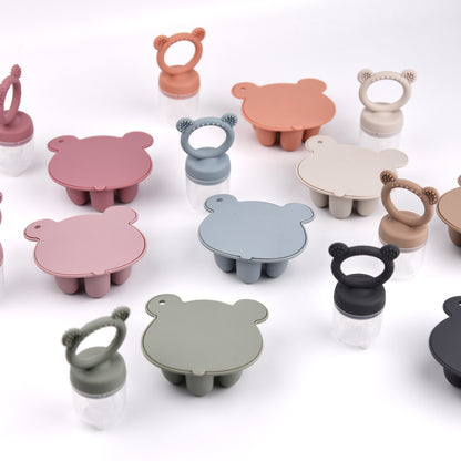 Latest Animal Design Bear Set Fruit Feeder Breast Milk Freezer Tray Food Soup Silicone Freezer Tray Silicone Popsicle Mold