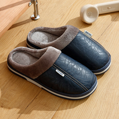 Waterproof Indoor House Shoes Big Size Mens Winter Slippers Warm Fur Lined Home Bedroom Slippers 5