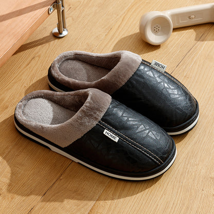 Waterproof Indoor House Shoes Big Size Mens Winter Slippers Warm Fur Lined Home Bedroom Slippers 7