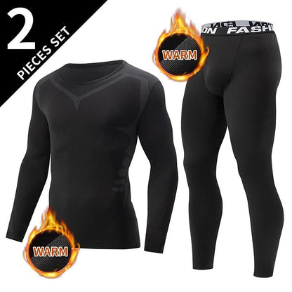 Men Thermal Long Sleeve Top And Pants Set For Winter Training 6