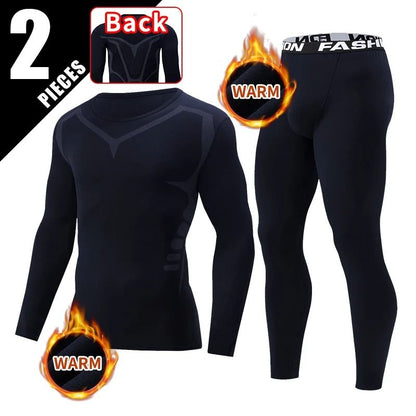 Men Thermal Long Sleeve Top And Pants Set For Winter Training 8