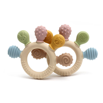Multicolor Silicone Baby Ring Teether Chew Beads For Sensory Gum Relief Anxietysoothing Teething To 3