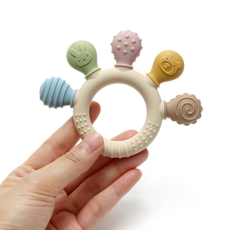 Multicolor Silicone Baby Ring Teether Chew Beads For Sensory Gum Relief Anxietysoothing Teething To 4