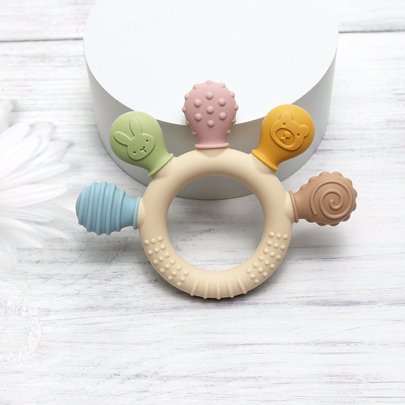 Multicolor Silicone Baby Ring Teether Chew Beads For Sensory Gum Relief Anxietysoothing Teething To 5