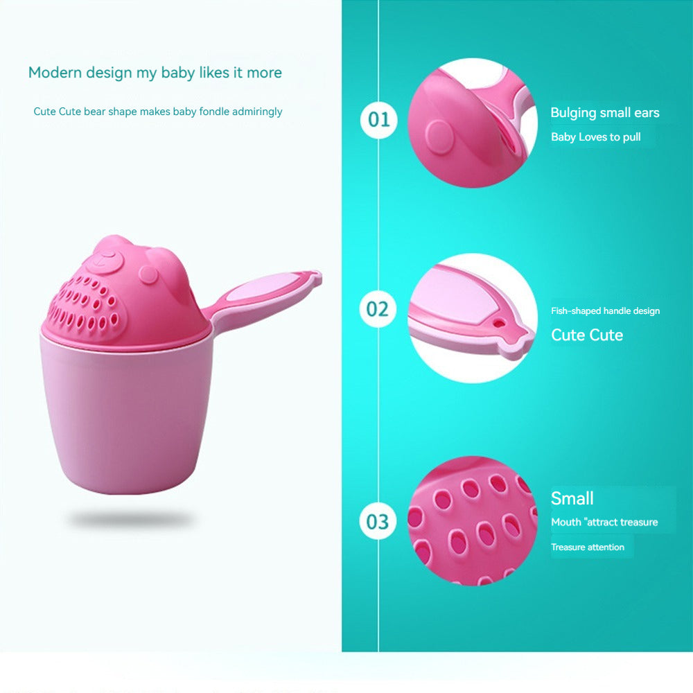 Children Bathing Bailer Cute Cartoon Baby Bath Caps Toddler Shampoo Cup Baby Shower Spoons Hair Was 1